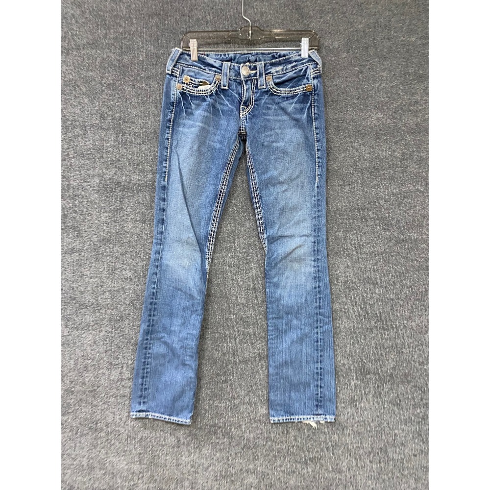 True Religion Johnny Big T Blue Jeans Straight Leg Thick Stitch Made in USA 26